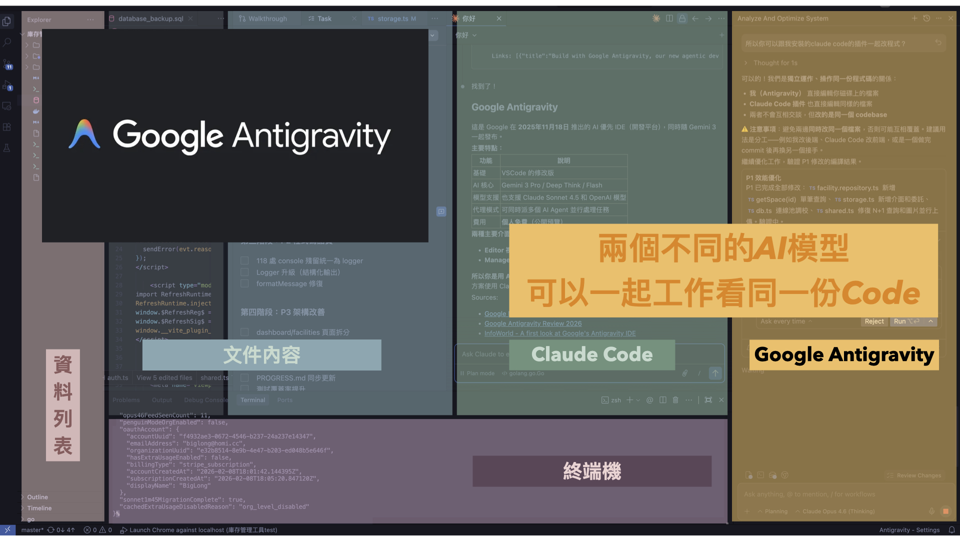 google antigravity，Google編輯器，可以同時使用多個AI模型一起打造系統