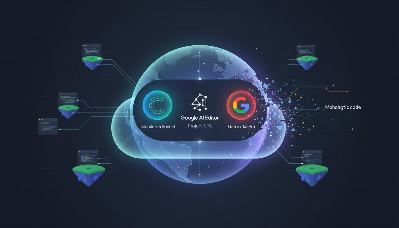 逃離技術債地獄:用 Google AI Editor 三天將五千行單體程式碼重構為五百行模組 15 Google AI Editor整合Claude和Gemini模型的界面