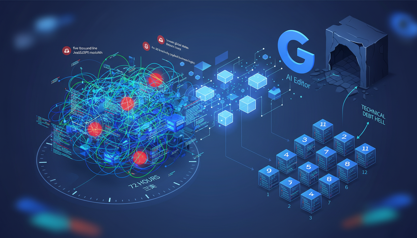 逃離技術債地獄:用 Google AI Editor 三天將五千行單體程式碼重構為五百行模組 17 ALT: 单体到模块化的重構流程图