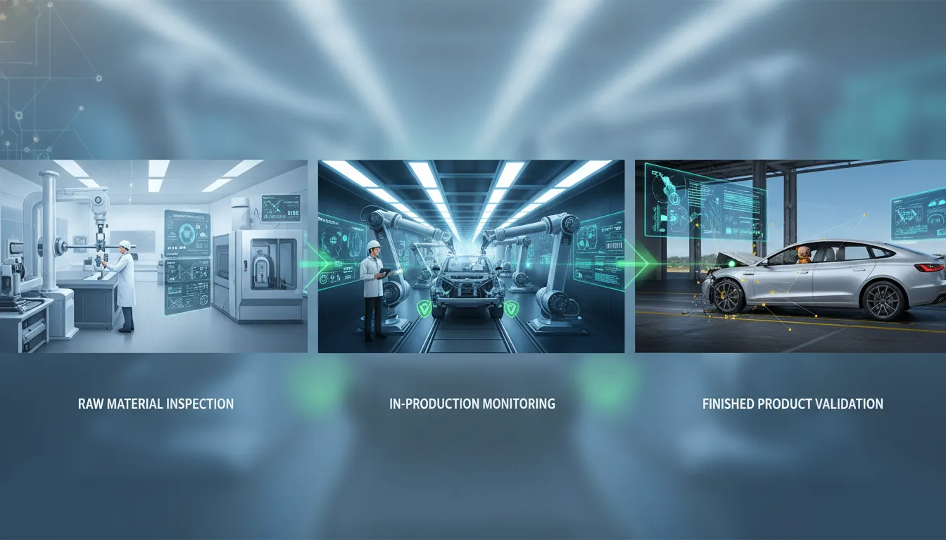 測試的核心概念與基本原理:5大領域完整解析,掌握從軟體到醫學的測試方法 15 現代製造業品質控制實驗室,技術人員進行產品測試與檢驗流程