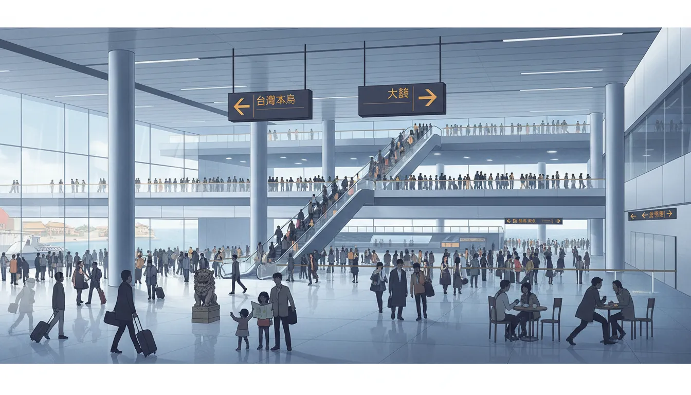 小三通變過路站:金門人潮洶湧卻空轉,5個策略破解過境困局 15 金門水頭碼頭人潮洶湧的小三通旅客轉運景象,顯示過境中轉站現況