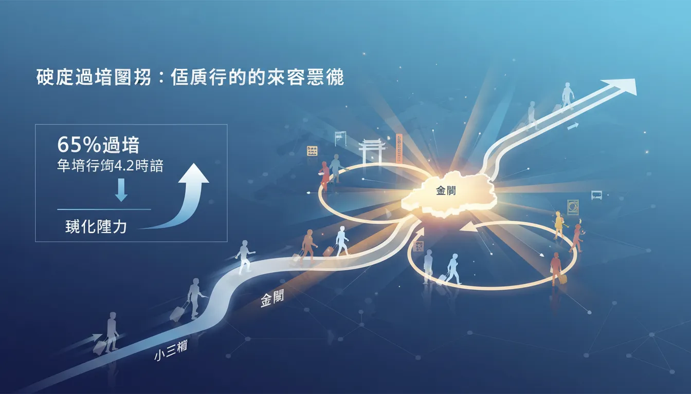 小三通變過路站:金門人潮洶湧卻空轉,5個策略破解過境困局 19 金門小三通過境旅客延長停留策略規劃示意圖,包含優惠套餐機制與政策工具設計