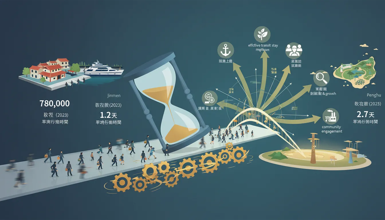 小三通變過路站:金門人潮洶湧卻空轉,5個策略破解過境困局 21 金門小三通碼頭旅客流動與停留時間統計圖表,顯示金門經濟轉型政策調整需求