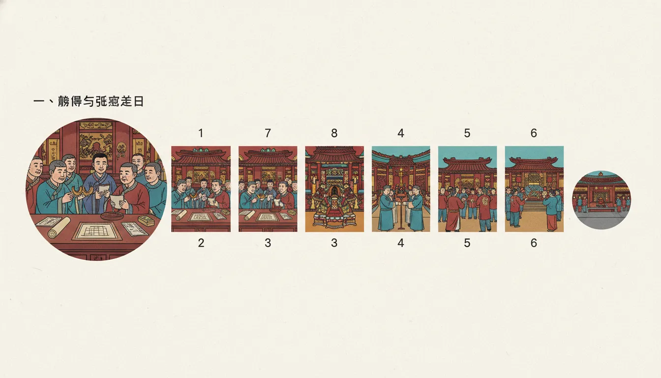 金門城隍祭典完整指南:從明代衛所到戰地前線,解讀打花草、蜈蚣座與宗族動員的閩南海島信仰 23 金門城隍祭典遶境隊伍,七爺八爺開路神將在前,城隍爺神轎居中,信眾綿延數百公尺的傳統宗教慶典